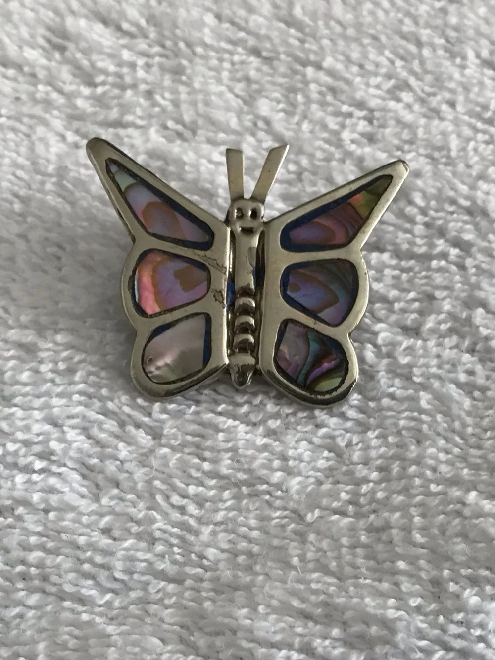 Silver Abalone Butterfly Pin brooch